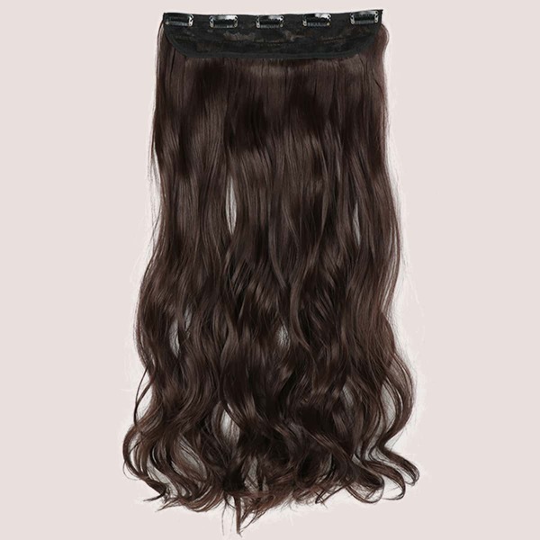 

5pcs Clip In Long Curly Hairpiece, Brown