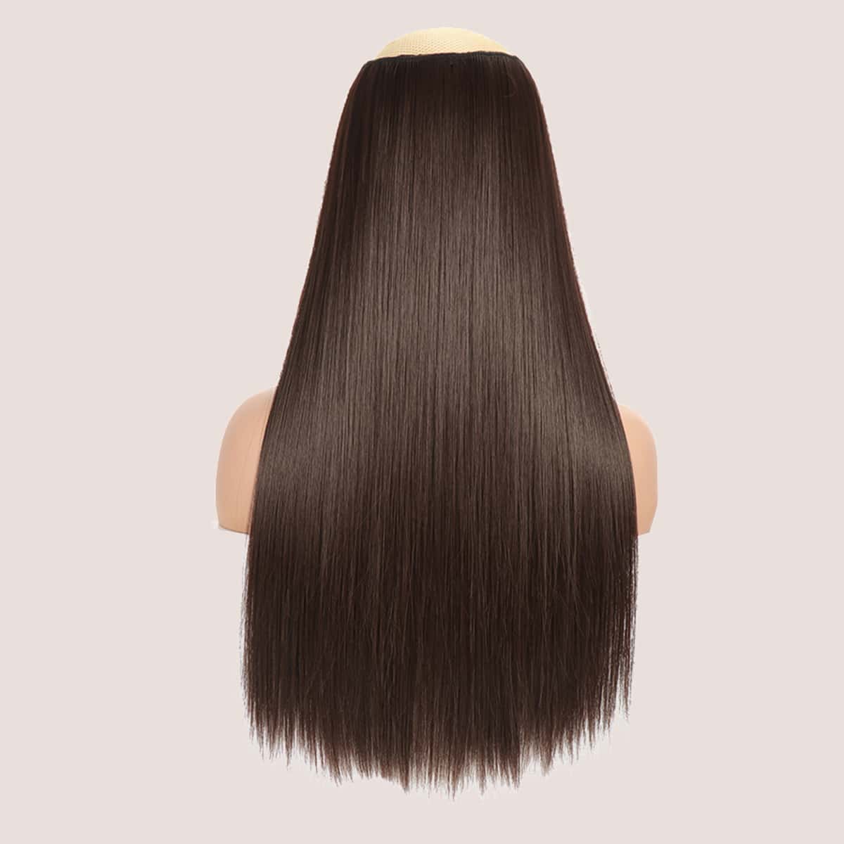 

5pcs Clip In Long Straight Hairpiece, Brown