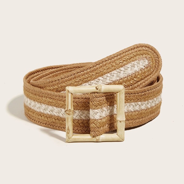 

Square Buckle Woven Belt, Khaki