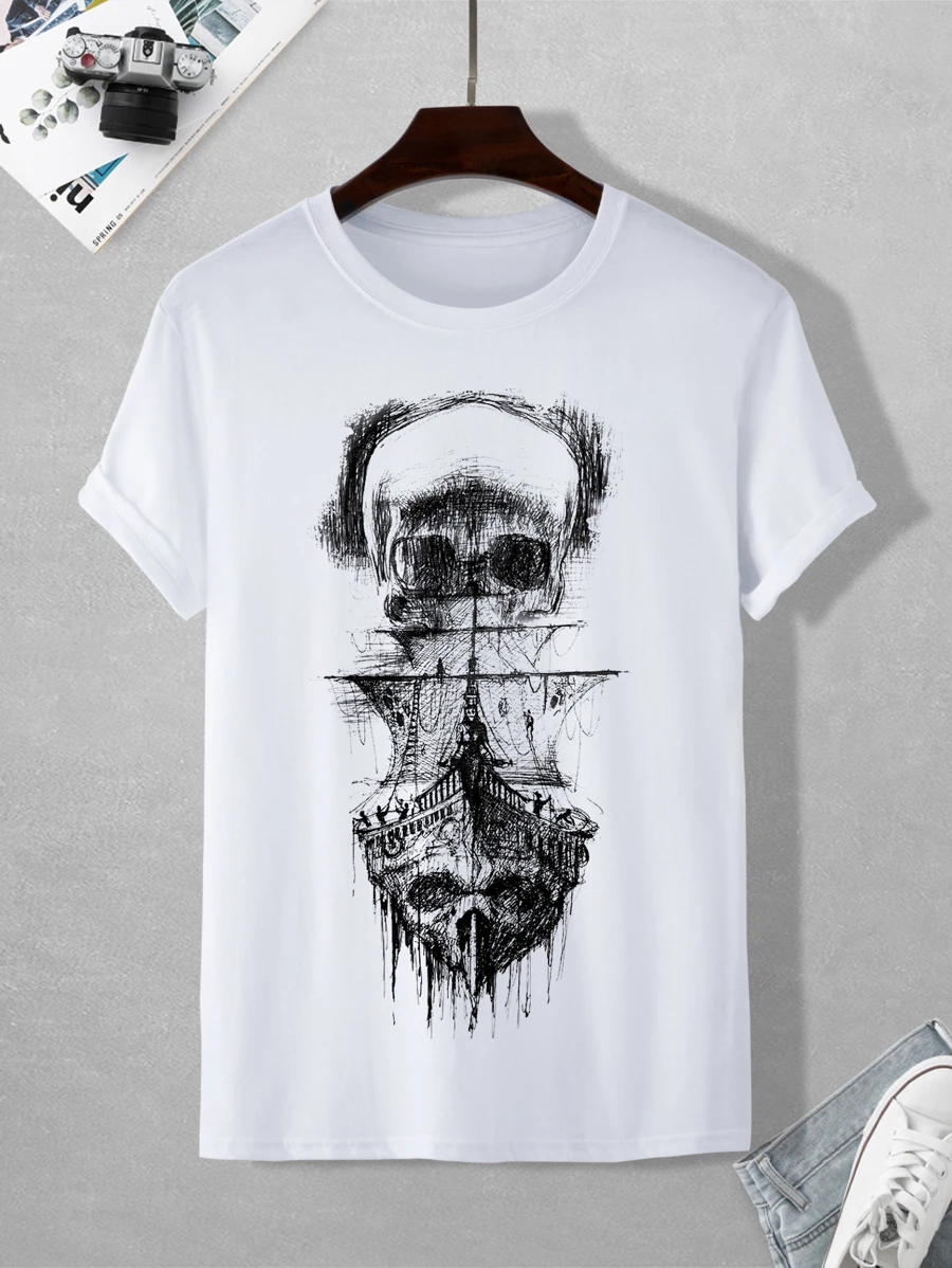 Manfinity Roughcore Tops Nam Lễ Các Thánh Đường phố - trắng - Xem 1