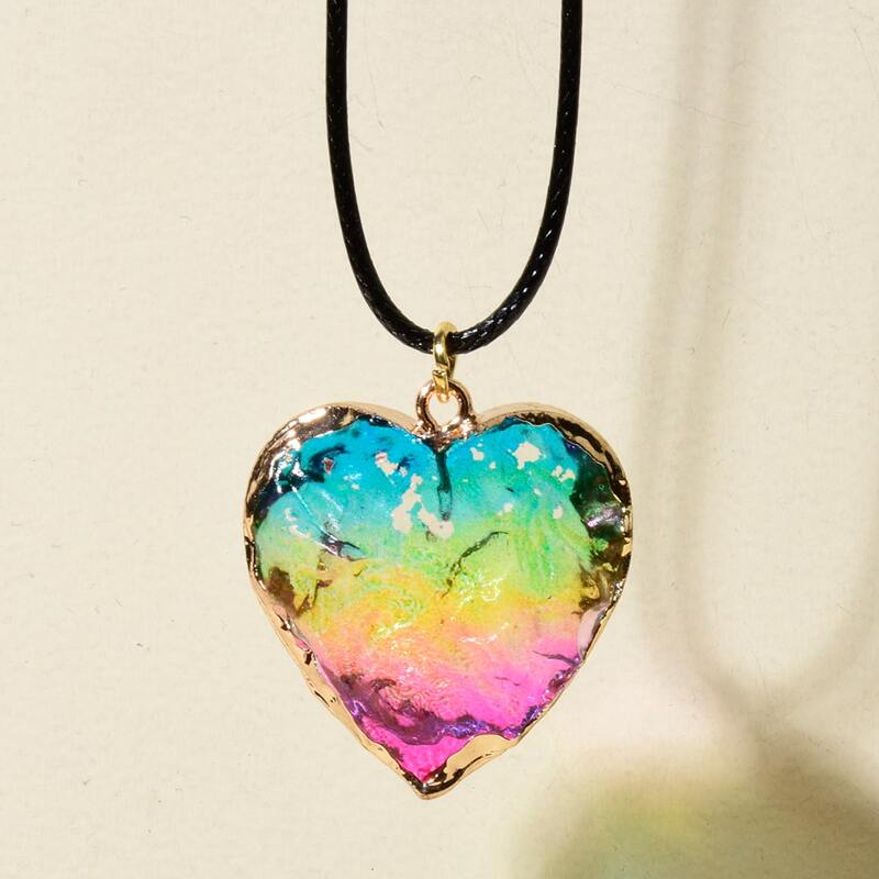 

Heart Crystal Pendant Necklace, Multicolor