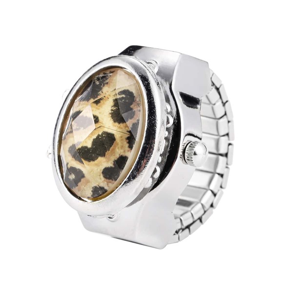 

Leopard Gemstone Decor Quartz Ring Watch