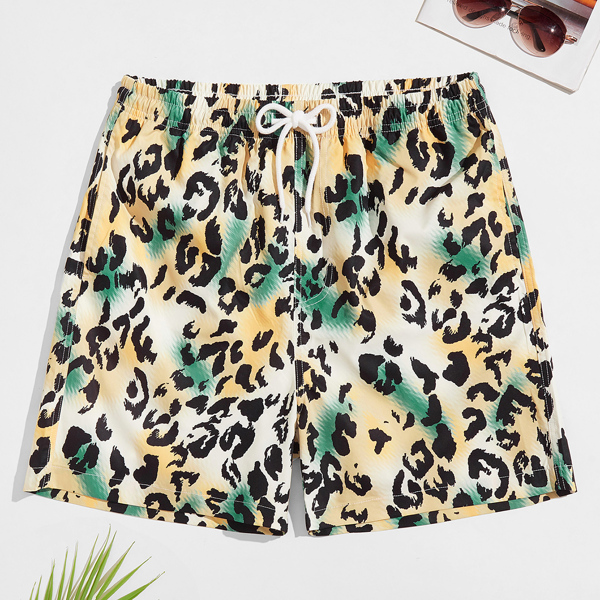 

Men All Over Print Drawstring Waist Swim Trunks, Multicolor
