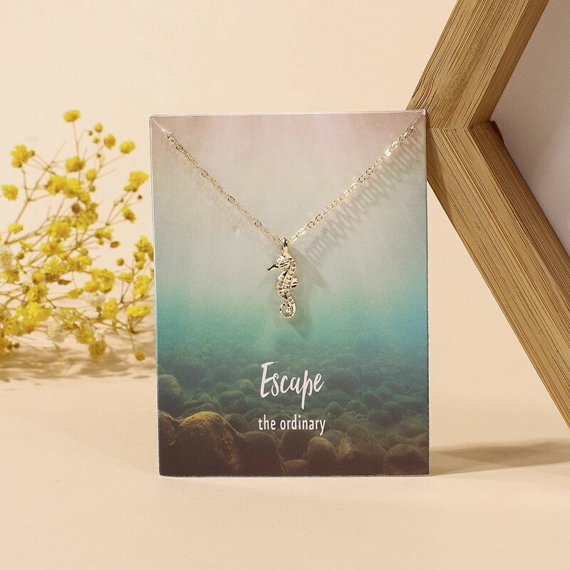 

Hippocampus Pendant Necklace, Gold