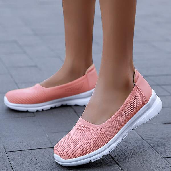 

Minimalist Slip On Knit Sneakers, Coral pink