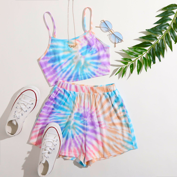 

Tie Dye Crop Cami Top & Shorts Set, Multicolor