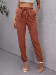 SHEIN Privé Paperbag taille broek met riem