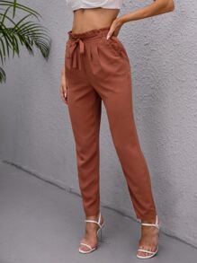 SHEIN Privé Paperbag taille broek met riem