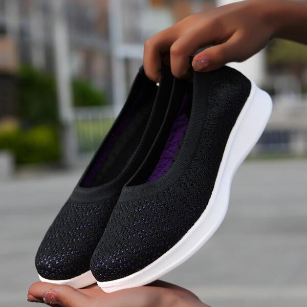 

Minimalist Knit Slip On Sneakers, Black