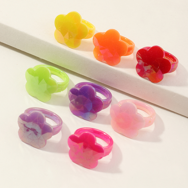 

8pcs Color Random Flower Ring, Multicolor