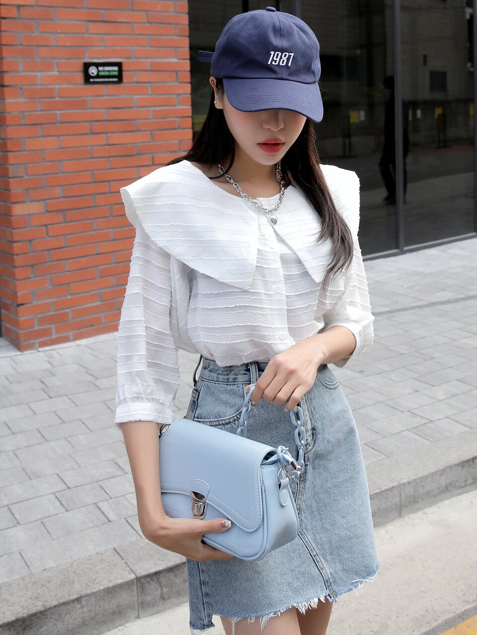 Statement Collar Button Front Blouse