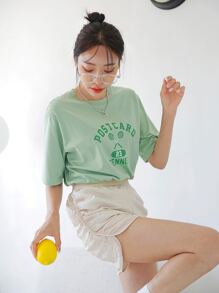 DAZY 抽褶側彈性腰身短褲 - 米色 - 查看 5