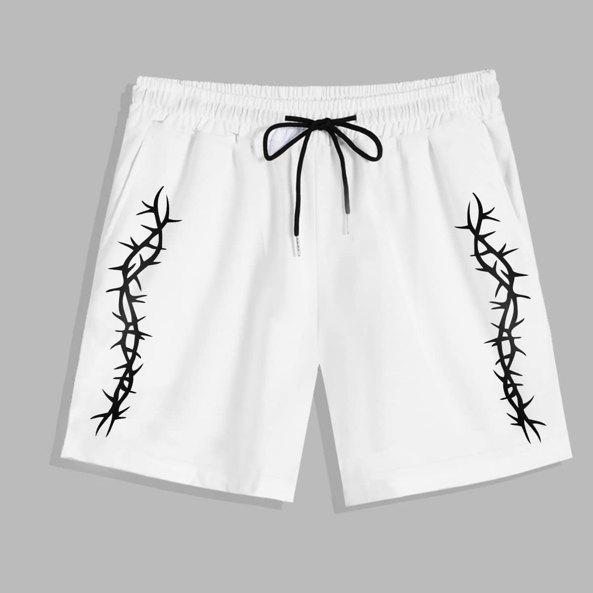 

Guys Graphic Drawstring Shorts, White