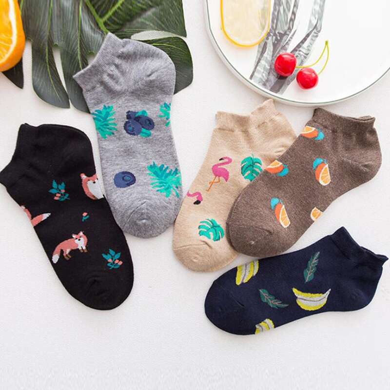 

5pairs Flamingo Graphic Ankle Socks, Multicolor