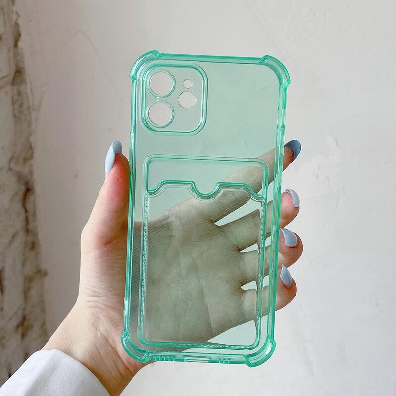 

Solid Phone Case With Card Holder, Mint green