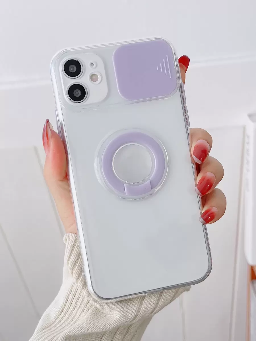 Vỏ máy ảnh trượt bao đựng điện thoại di động trong suốt có đế vòng - Trong sáng - Xem 1