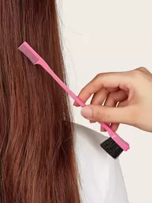 WANMEI 1 lược/bàn chải hai mặt kiểm soát viền tóc - Dụng cụ tạo kiểu tóc chính xác cho tóc con, đường chân tóc và lông mày - Lông mềm mại và răng lược nhỏ, phù hợp với tóc khô hoặc ướt, tóc dài, tóc xoăn hoặc tóc dày. - Màu Hồng Tươi - Xem 3