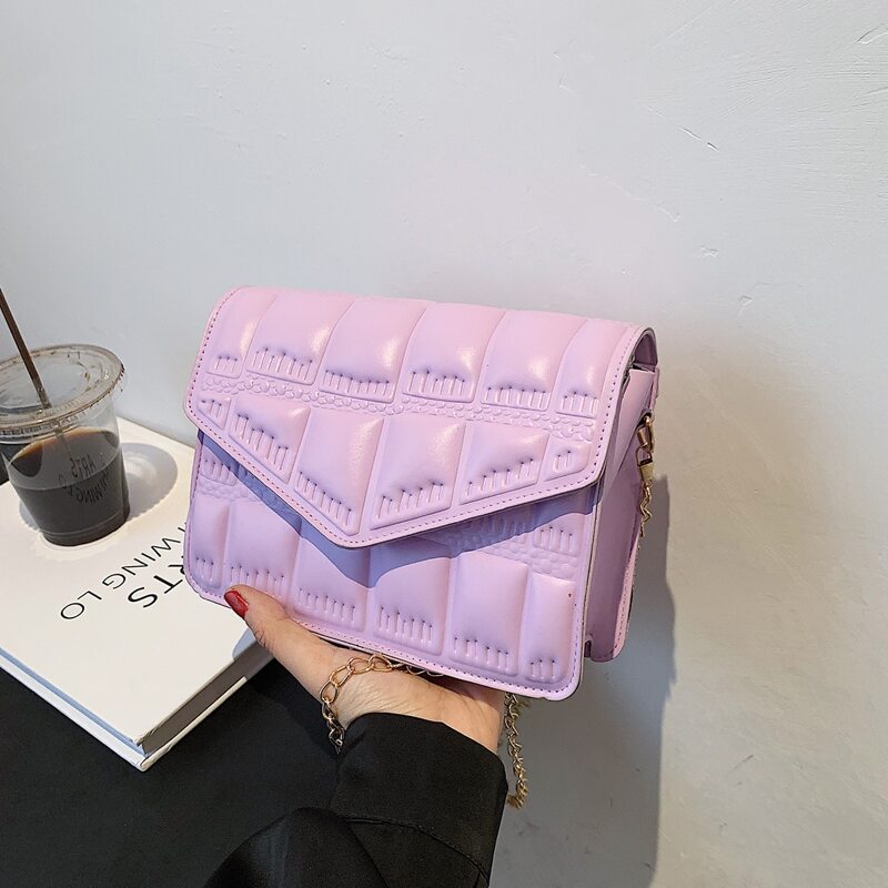 

Quilted Flap Chain Crossbody Bag, Purple