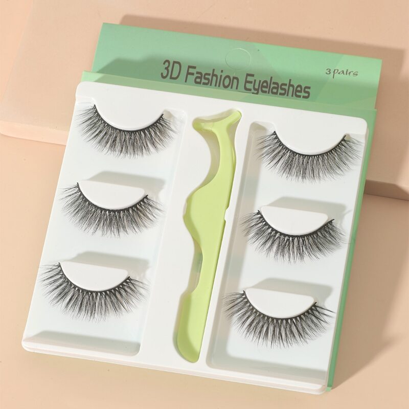 

3pairs Fake Eyelashes, Black