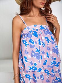 SHEIN Unity 滿版印花分層下擺吊帶洋裝 - 彩色 - 查看 4