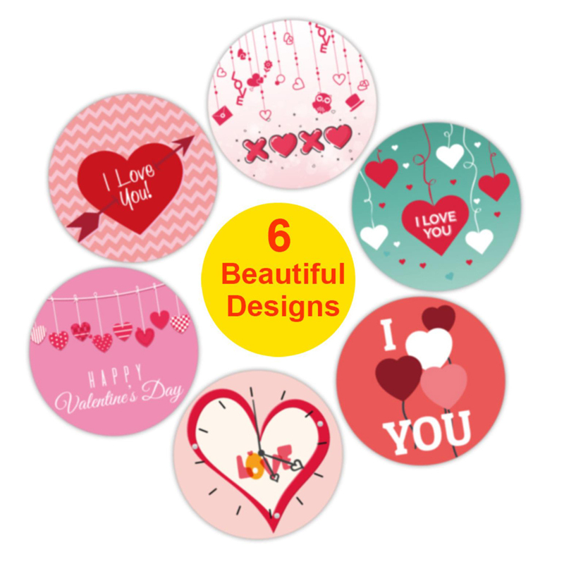 

500pcs Heart Print Sticker, Multicolor