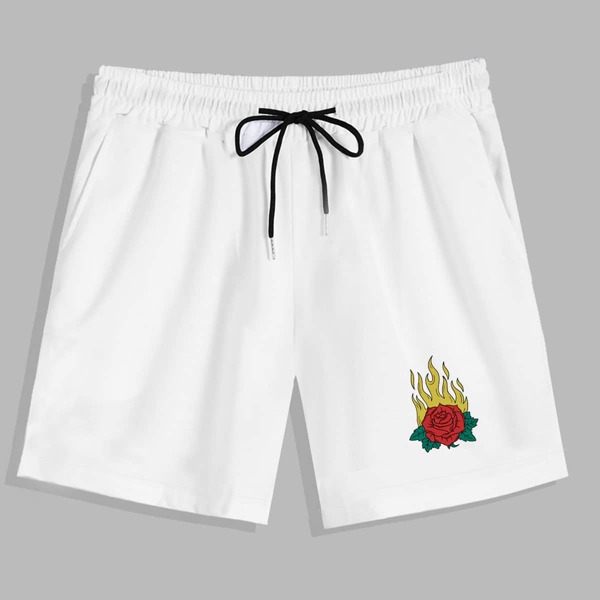 

Guys Fire & Floral Graphic Shorts, White