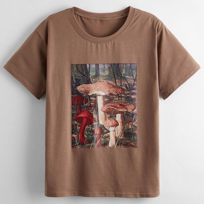 

Mushroom Graphic Tee, Mocha brown