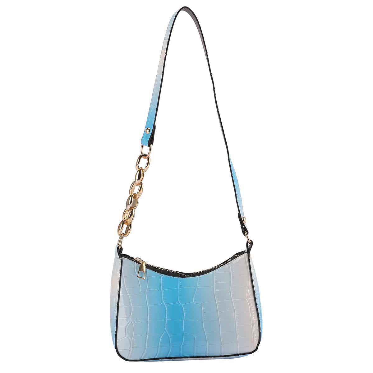 

Croc Embossed Shoulder Bag, Blue