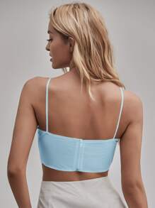 SHEIN Unity Áo hai dây Cắt ra Dây kéo màu trơn Giải trí - Màu xanh nhạt - Xem 2