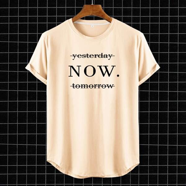 

Men Letter Graphic Tee, Khaki
