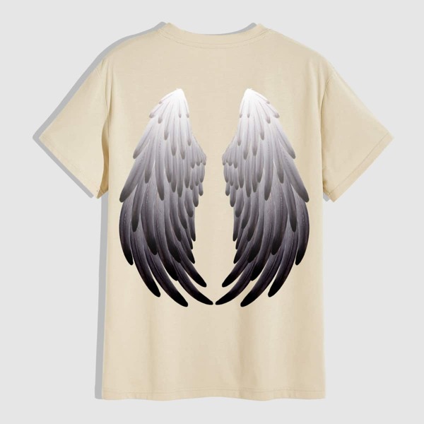 

Men Wings & Letter Graphic Tee, Khaki