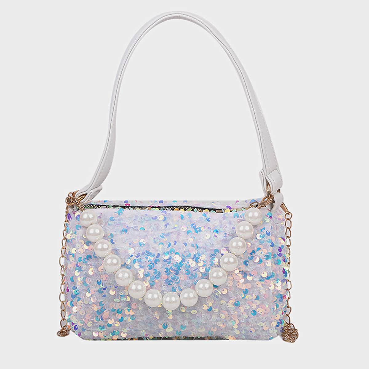 

Glitter Shoulder Bag, White