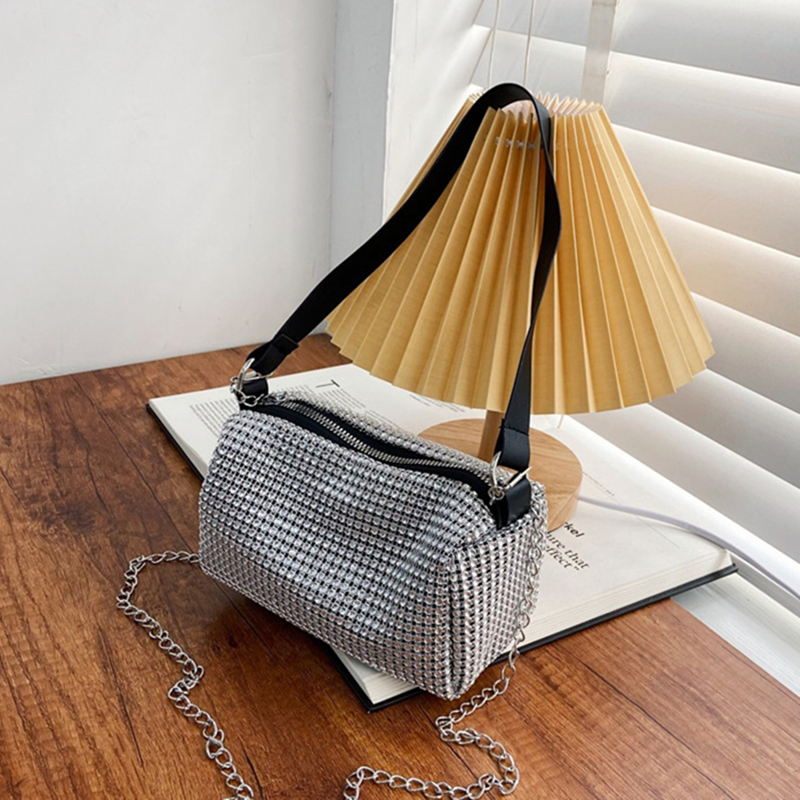 

Rhinestone Shoulder Bag, Silver