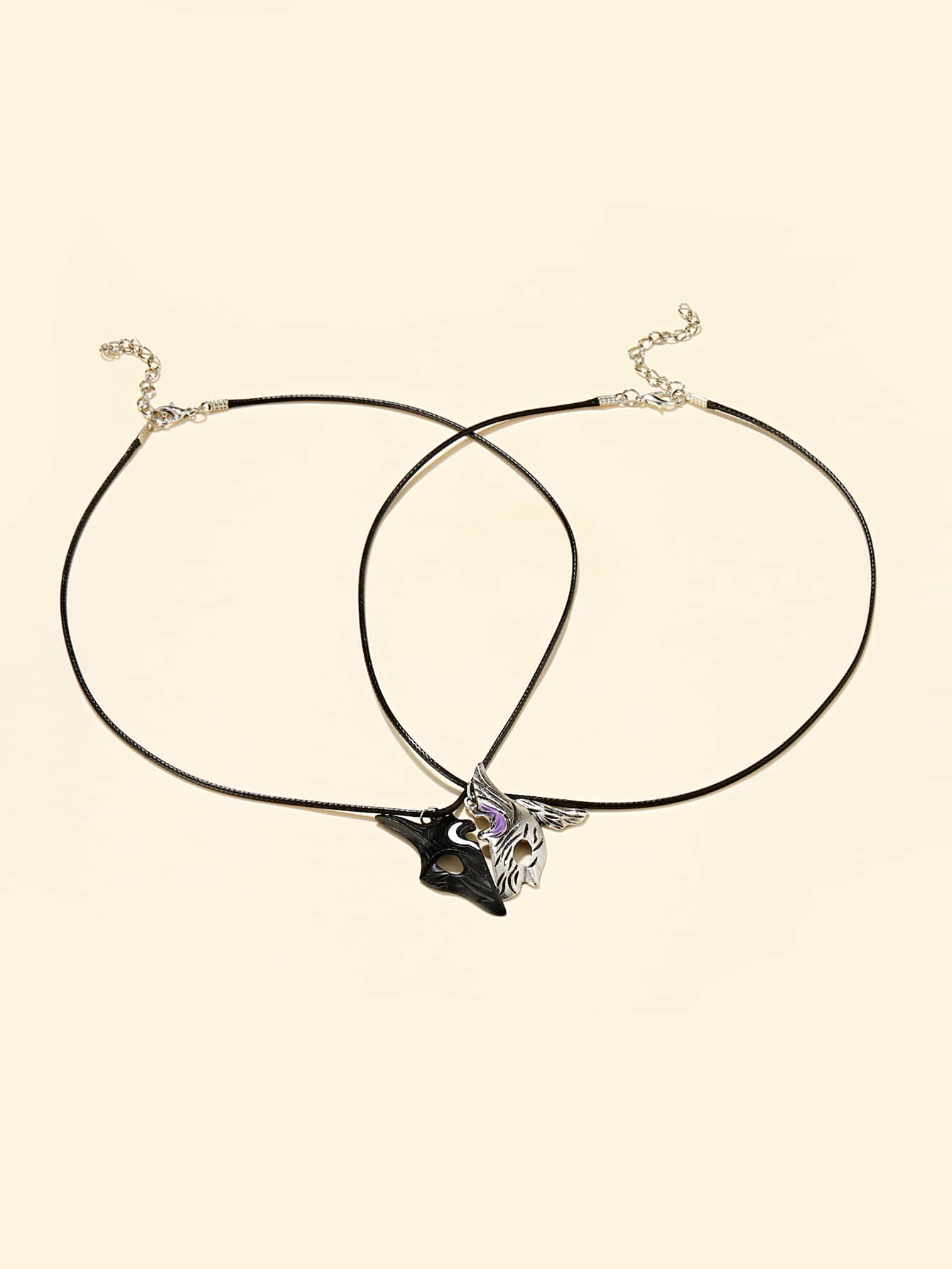 2入組金屬吊墜項鍊 - 彩色 - 查看 2