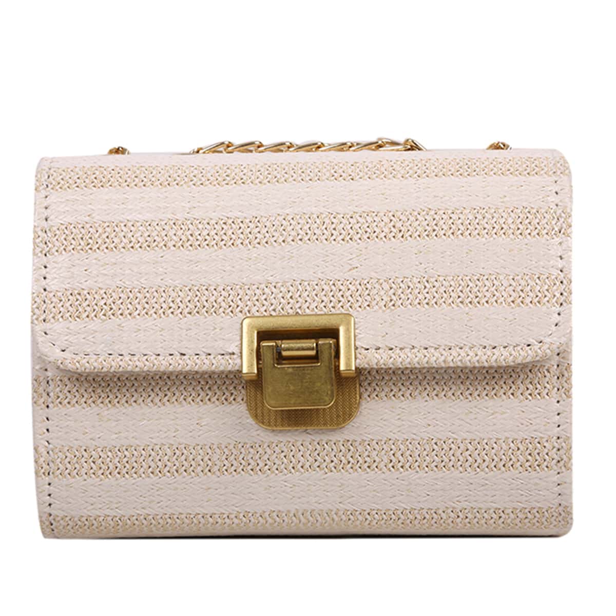 

Striped Shoulder Bag, Beige