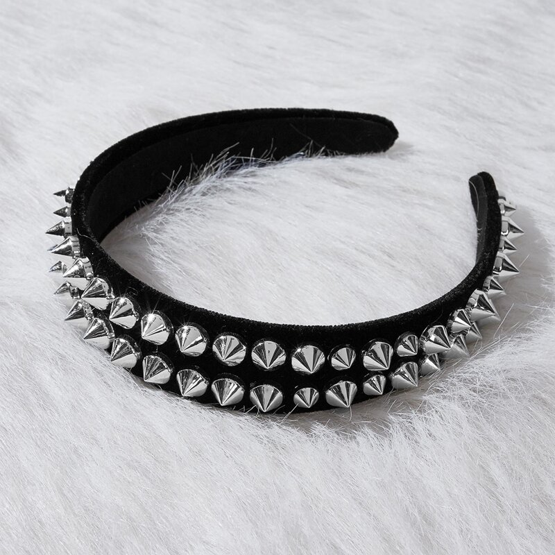 

Spiked Decor Headband, Black and white