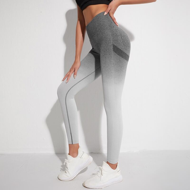 

High Waist Ombre Print Sports Leggings, Multicolor