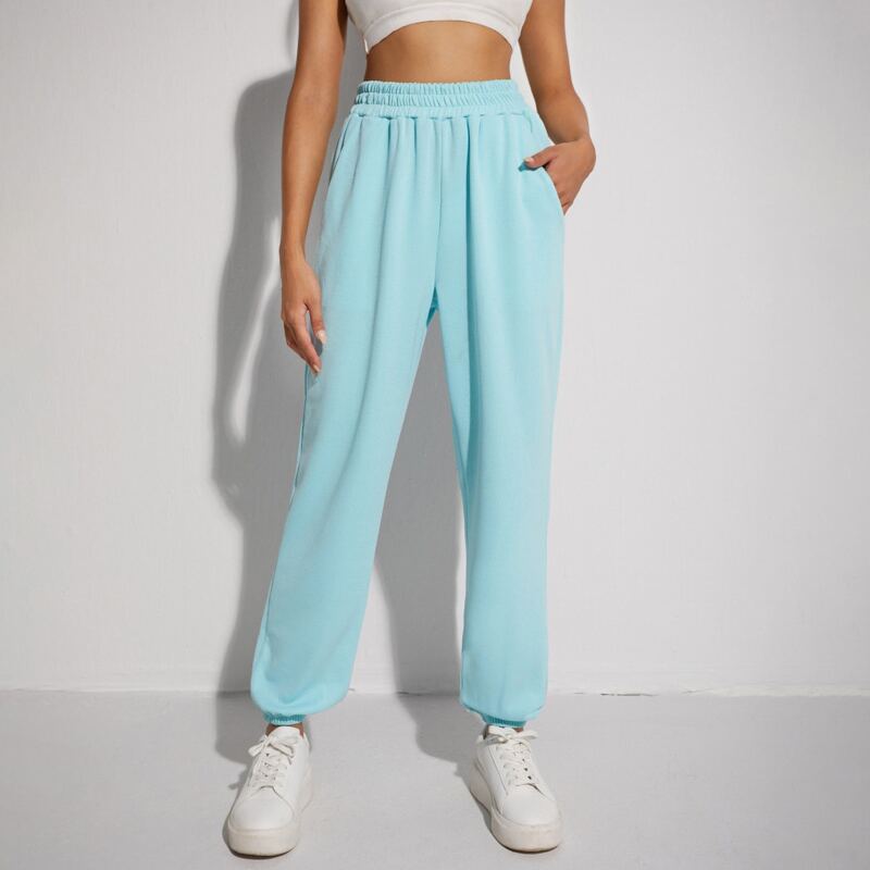 

High Waist Sports Pants, Baby blue