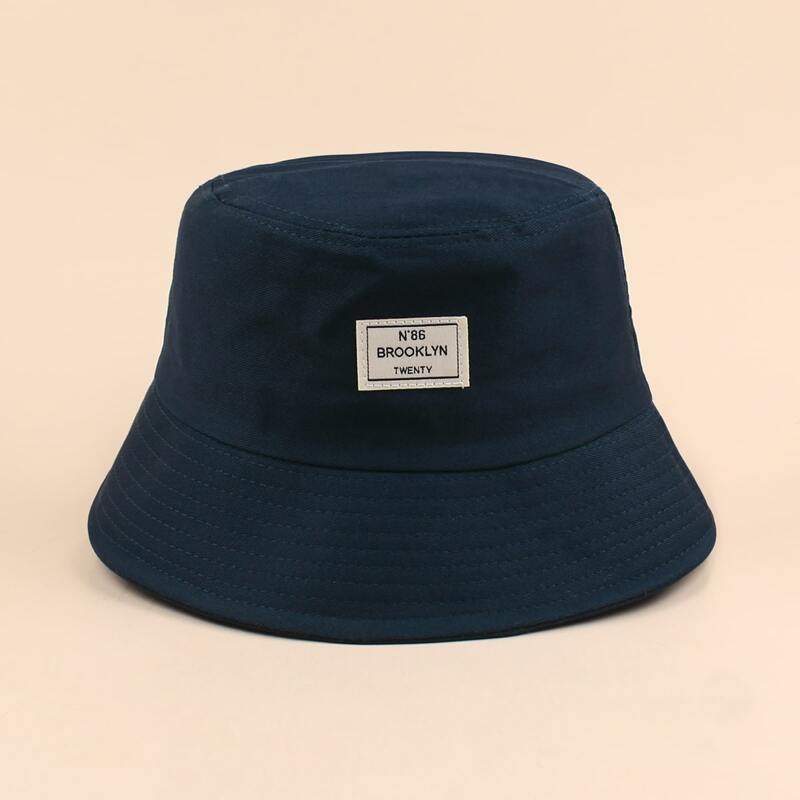 

Letter Graphic Label Bucket Hat, Navy blue