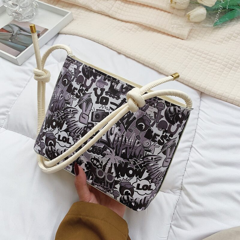 

Cartoon Graphic Shoulder Bag, Black