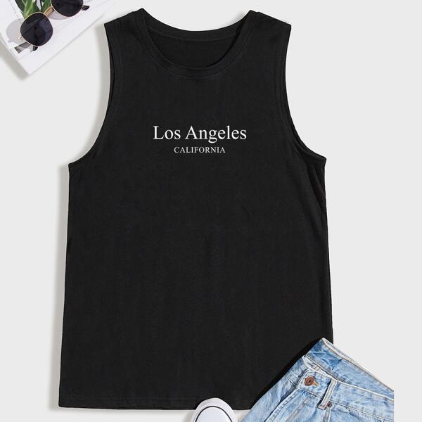 

Men Letter Graphic Tank Top, Black