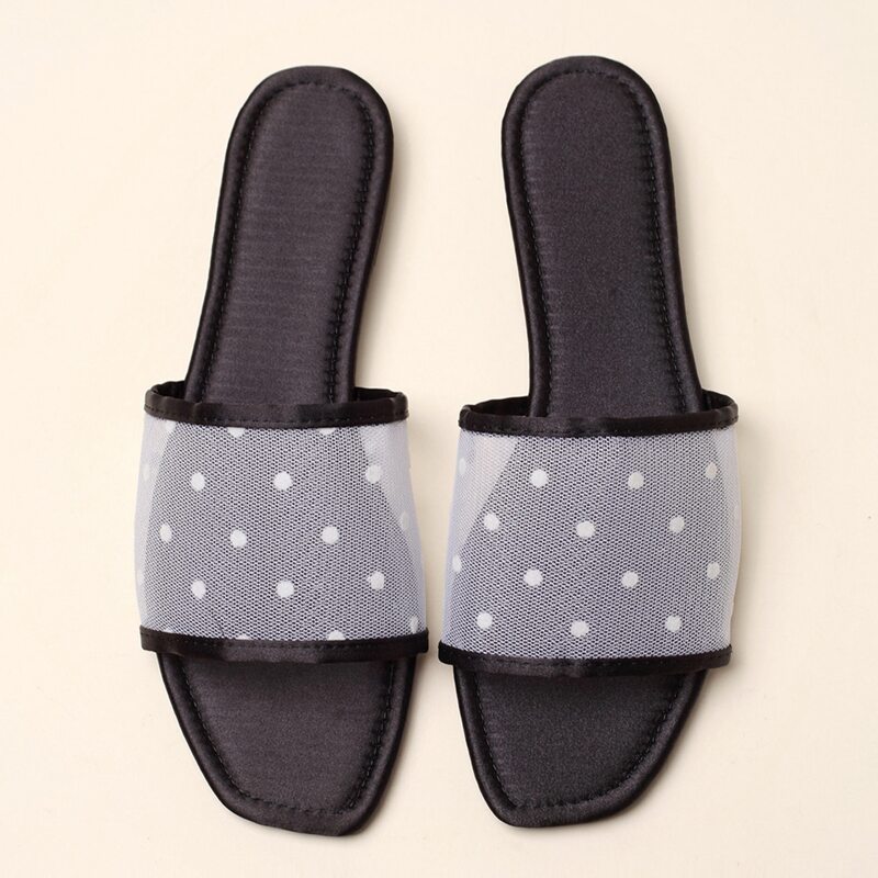 

Polka Dot Slide Sandals, White