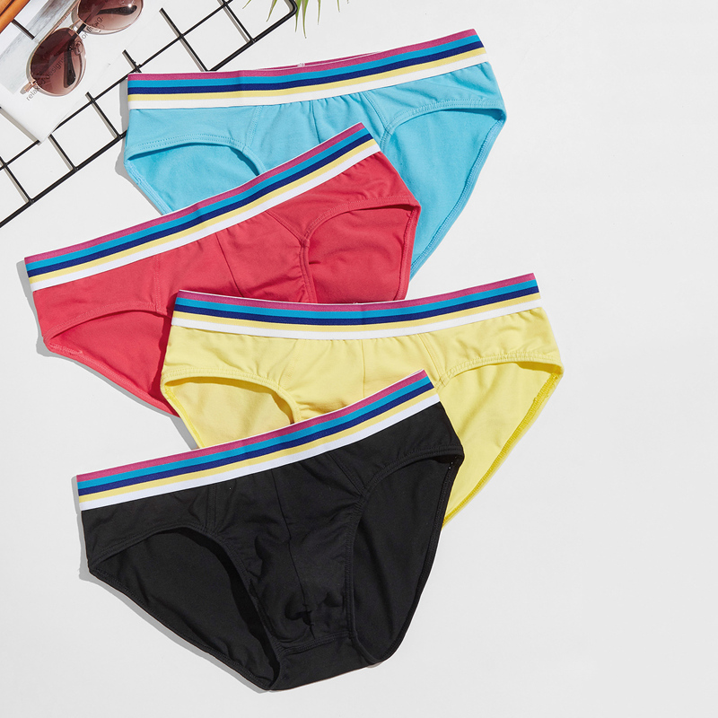 

Guys 4pcs Striped Waist Brief, Multicolor