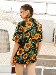 向日葵圖案襯衫 - 彩色 - 查看 2