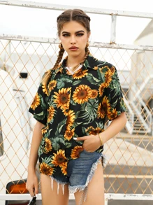 向日葵圖案襯衫 - 彩色 - 查看 5