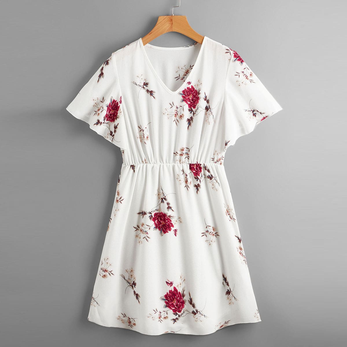 

Floral Graphic Dress, White