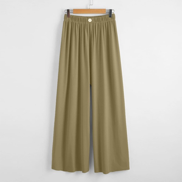 

Plus Single Button Wide Leg Pants, Army green