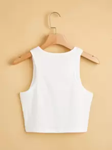 SHEIN Unity 口号图案短款背心 我不害羞，我只是不喜欢你 - 白色 - 查看 2