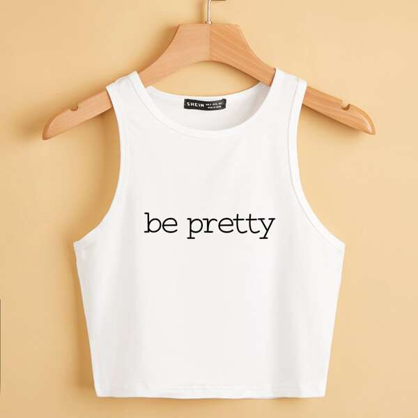 

Letter Graphic Slim Fit Tank Top, White