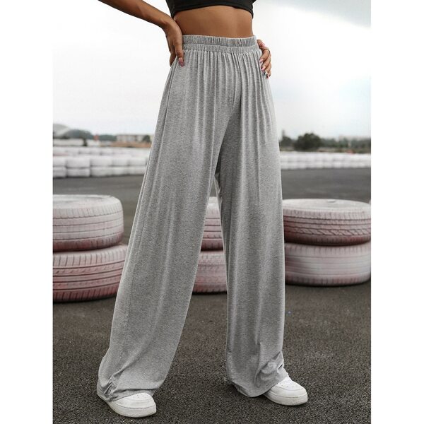 

Solid Wide Leg Sweatpants, Light grey